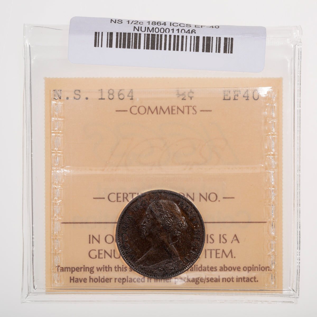 NS Half Cent 1864 ICCS EF-40