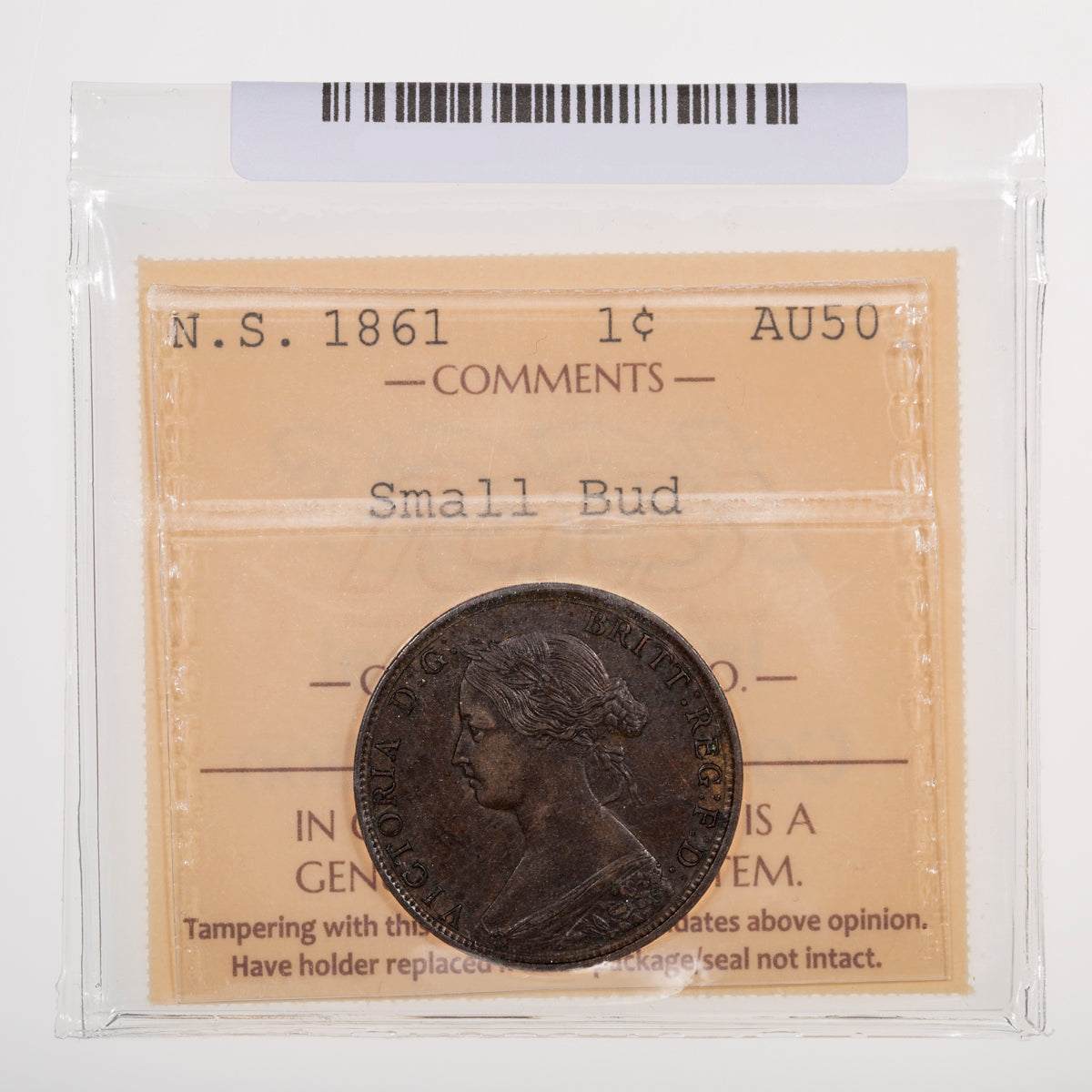 NS 1 Cent 1861 Small Bud ICCS AU-50