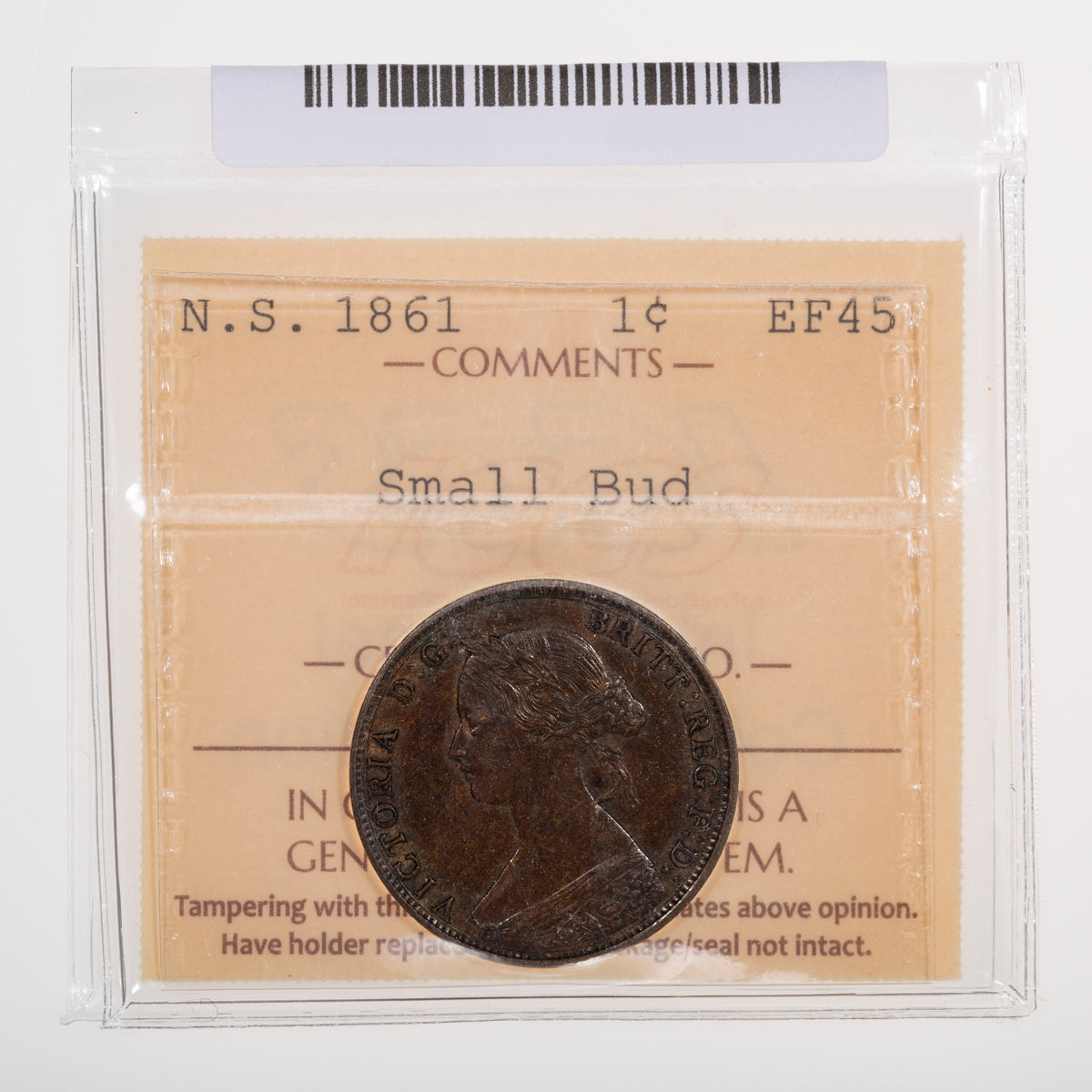 NS 1 Cent 1861 Small Bud ICCS EF-45