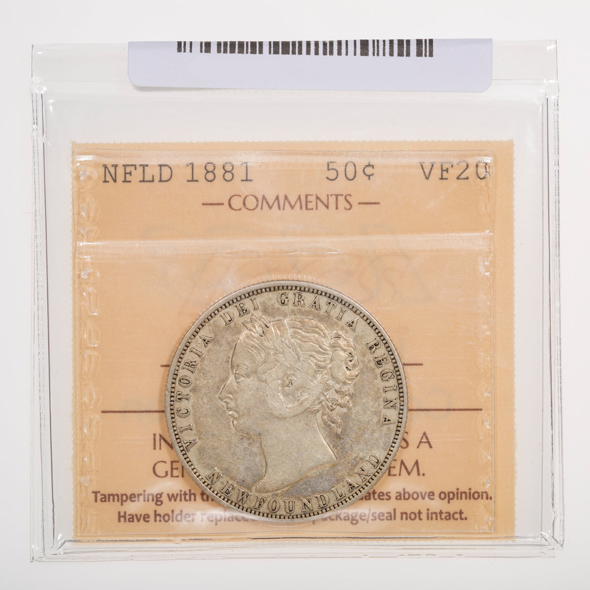 NFLD 50 Cent 1881 ICCS VF-20