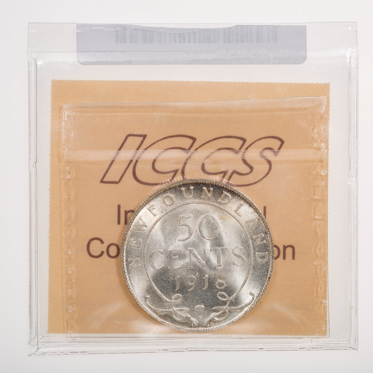 NFLD 50 Cent 1918C ICCS MS-62