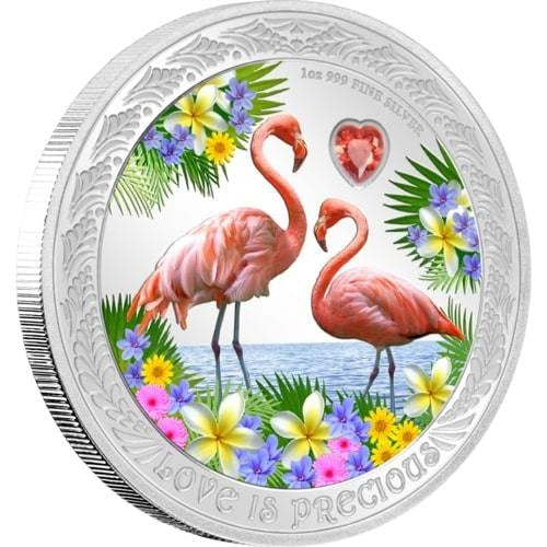 2021 $2 Love is Precious: Flamingos - Pure Silver Coin
