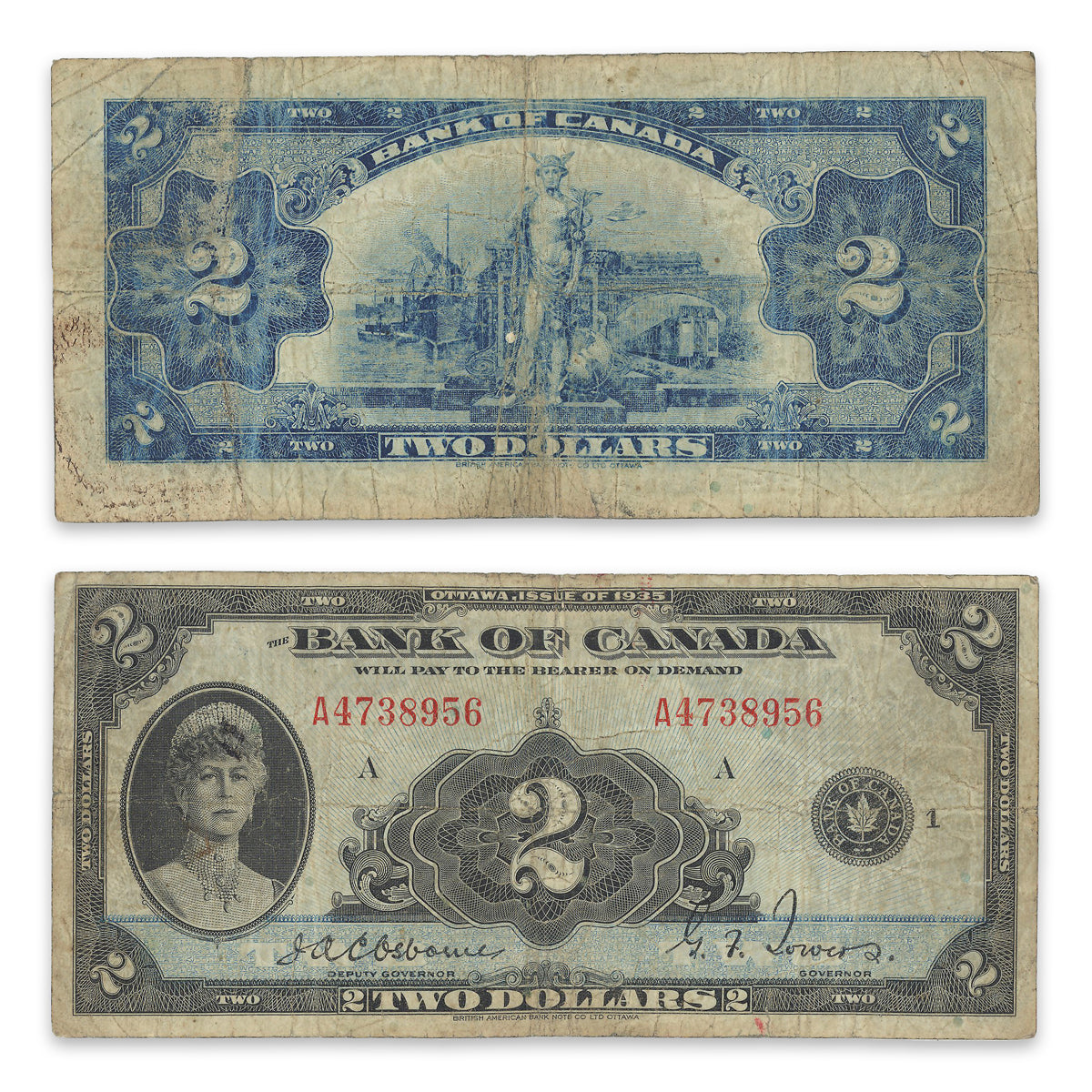 $2 1935 English BC-3 Osborne-Towers Prefix A VG-10