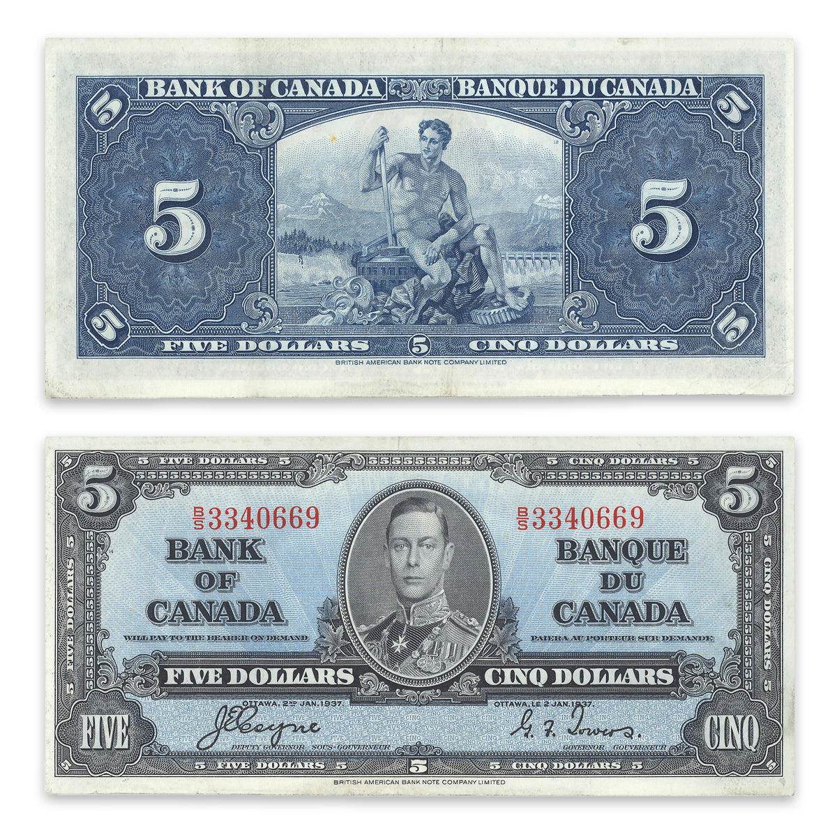 $5 1937 BC-23c Gordon-Towers Prefix B/S EF-45