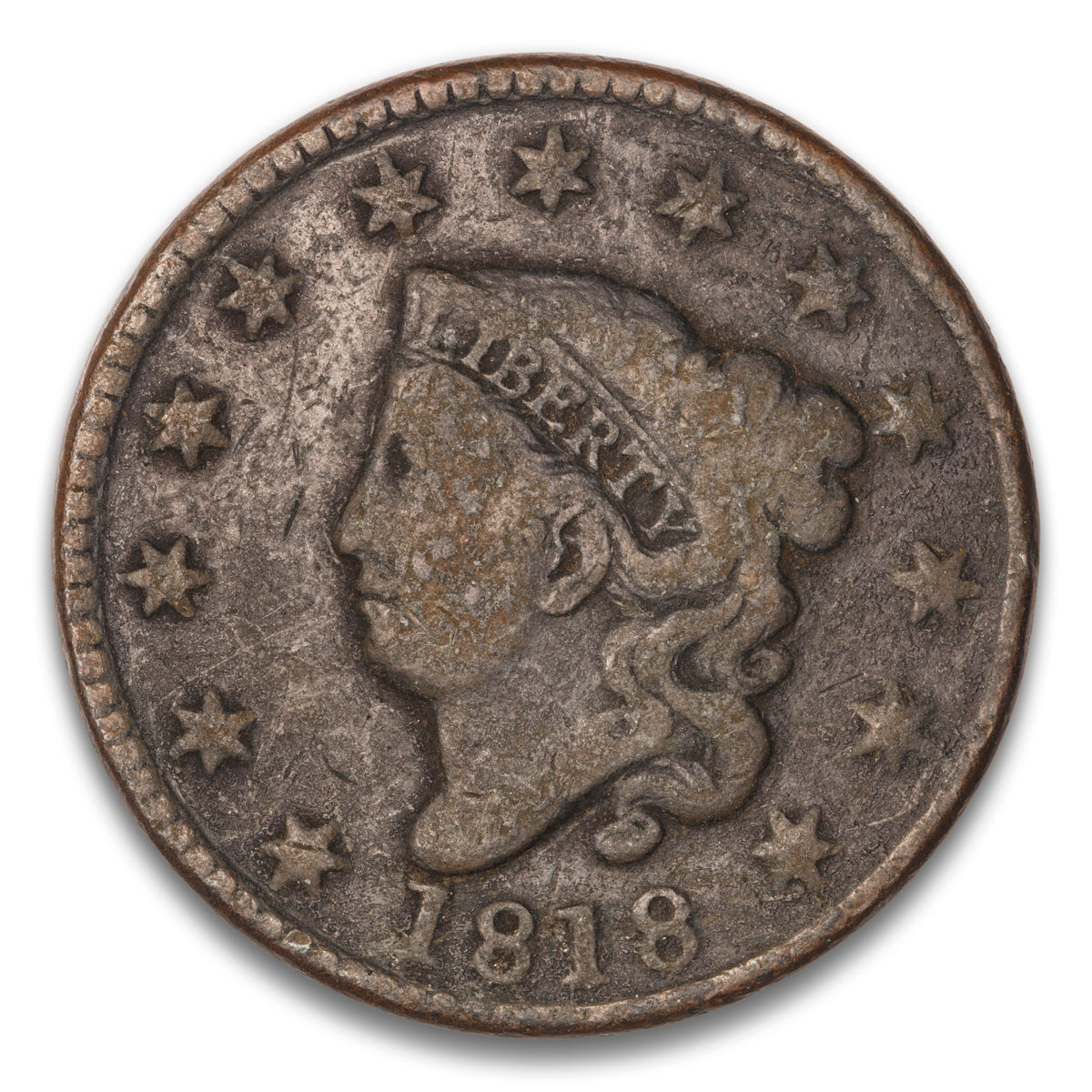 US 1 Cent Coronet 1818 Non-Certified VG-10