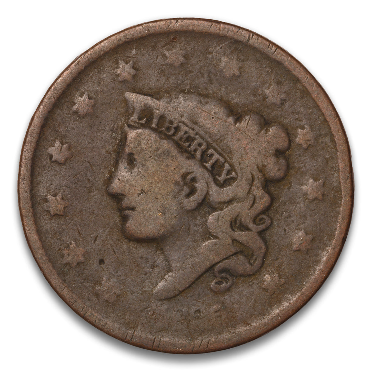 US 1 Cent Coronet 1835 Head of 1836 Non-Certified aG-3