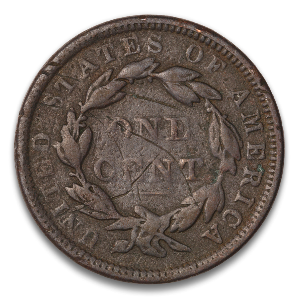 US 1 Cent Coronet 1838 Non-Certified F-12