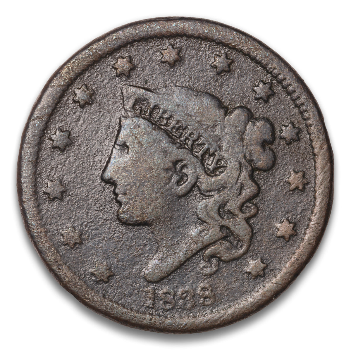 US 1 Cent Coronet 1838 Non-Certified VG-8