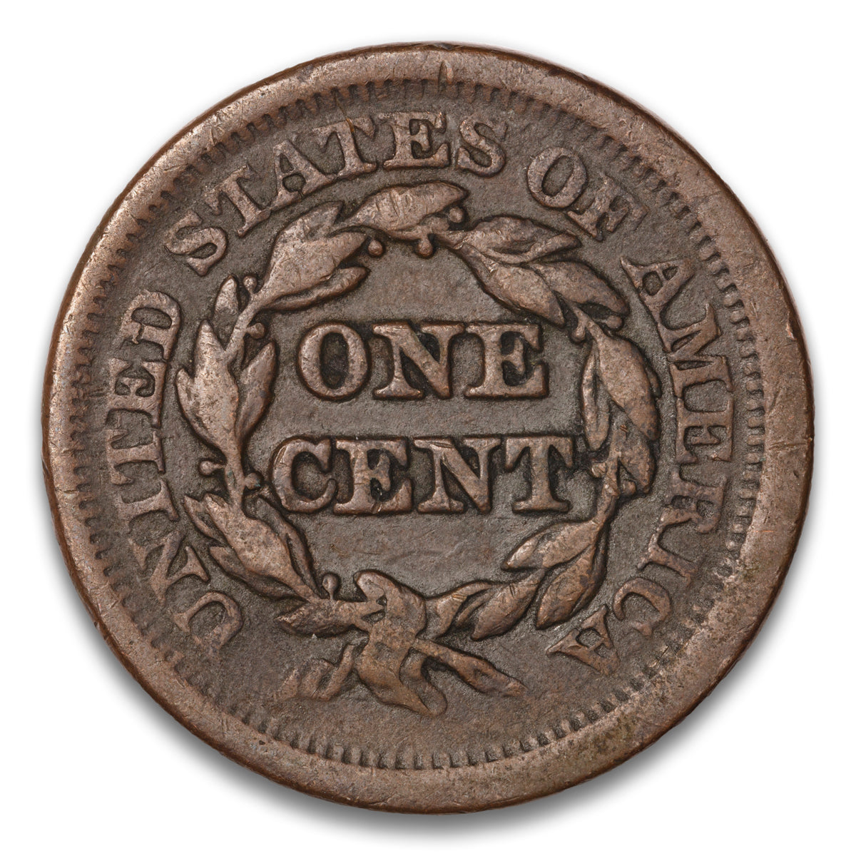 US 1 Cent Braided Hair 1852 Non-Certified F-15