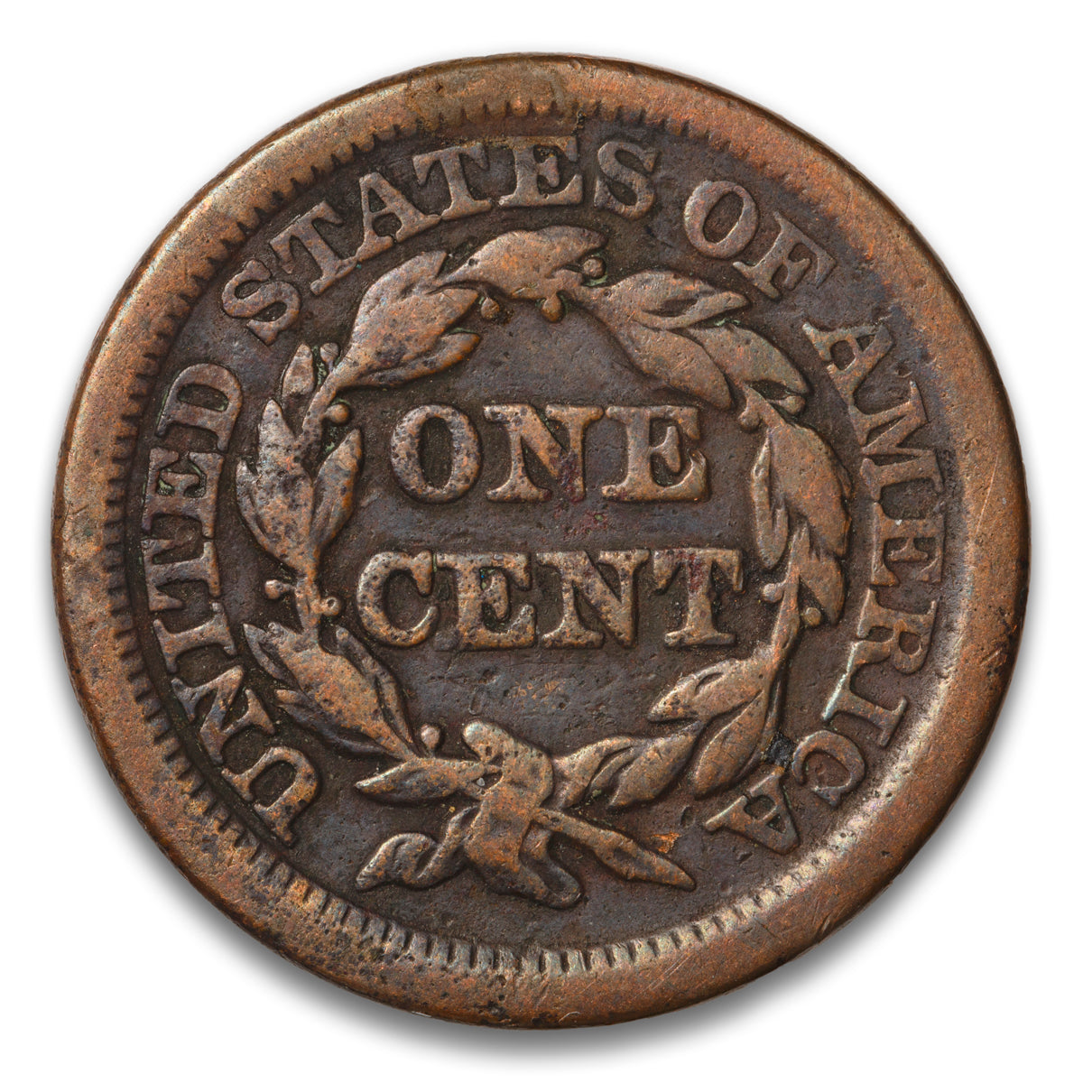 US 1 Cent Braided Hair 1853 Non-Certified G-6