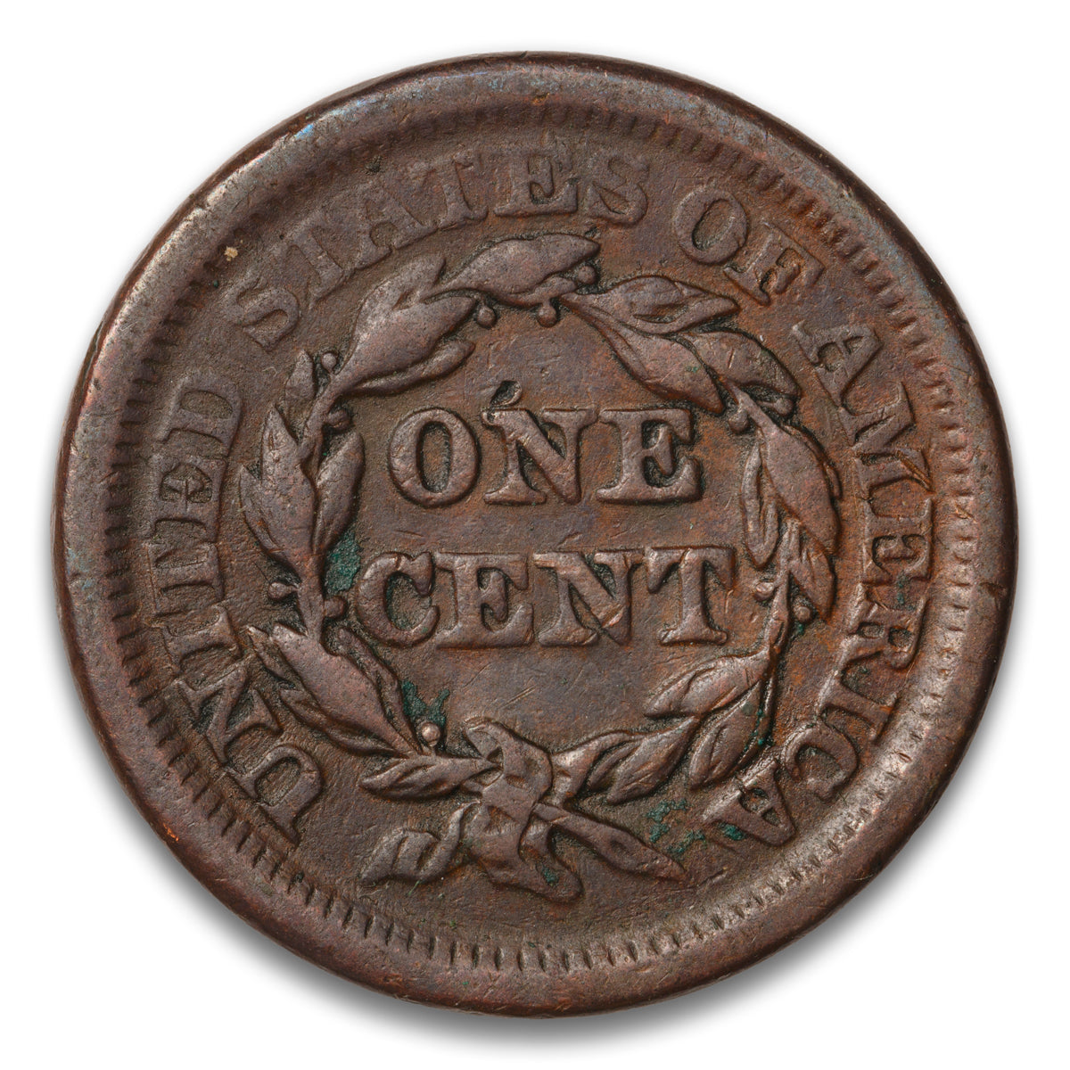 US 1 Cent Braided Hair 1854 Non-Certified F-15