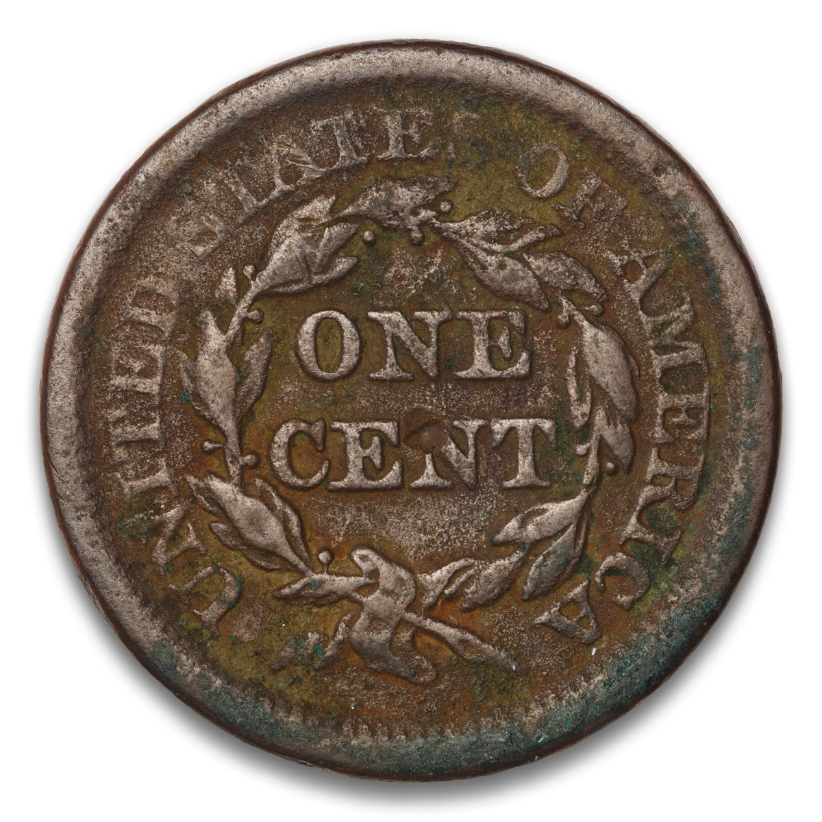 US 1 Cent Braided Hair 1854 Non-Certified F-12