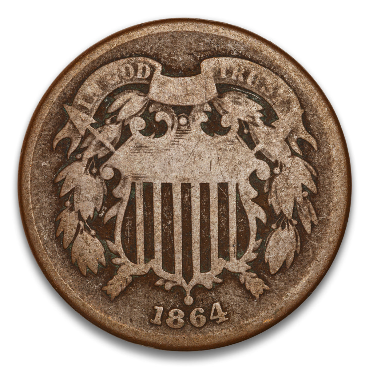 US 2 Cent 1864 Large Motto Non-Certified G-6