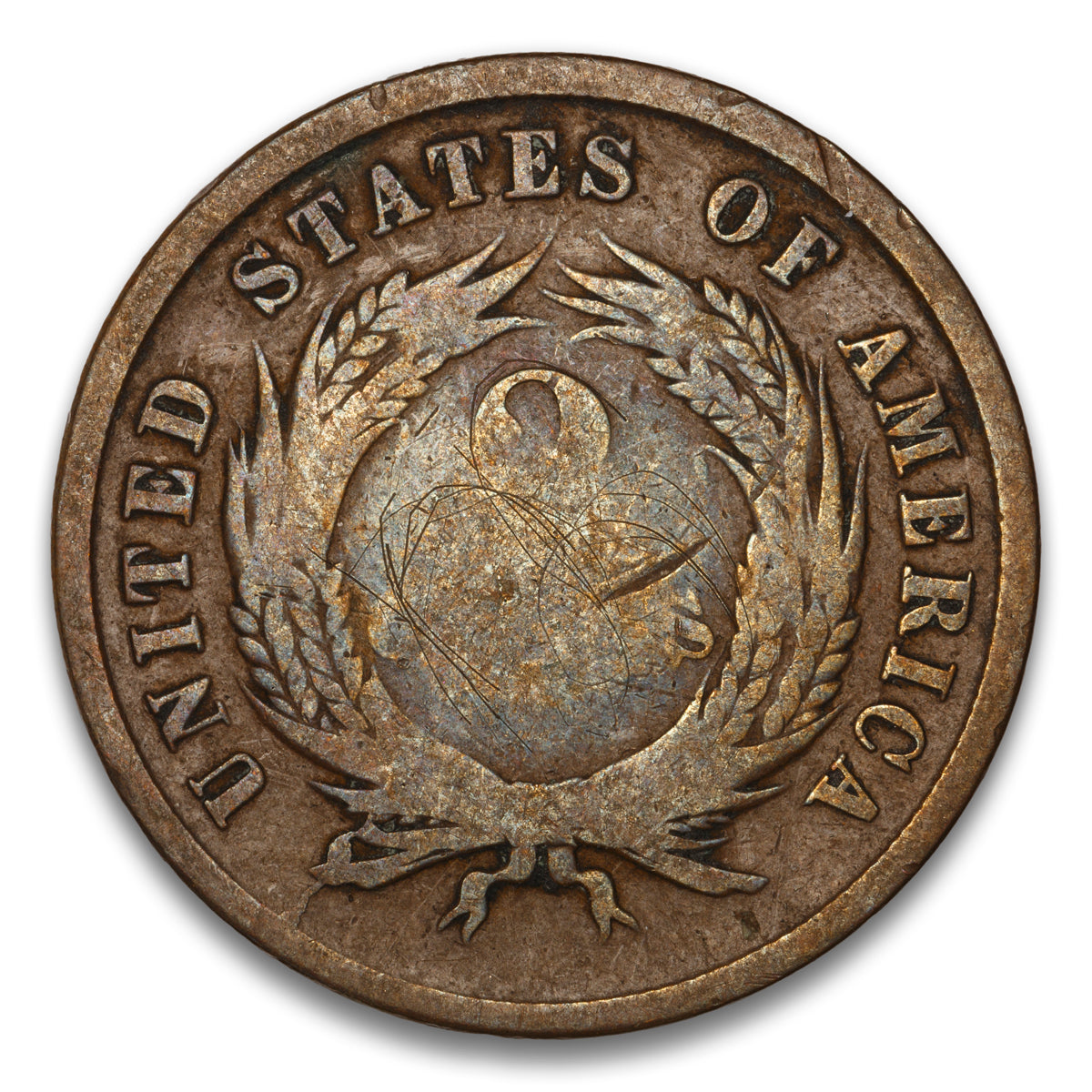 US 2 Cent 1864 Large Motto Non-Certified G-6 180? Rotated Dies