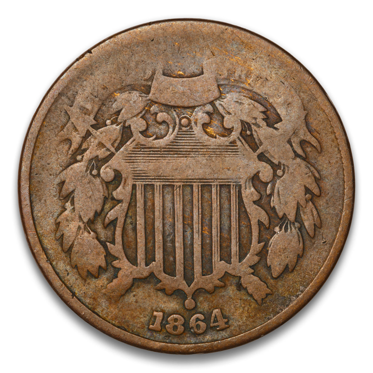 US 2 Cent 1864 Large Motto Non-Certified G-4