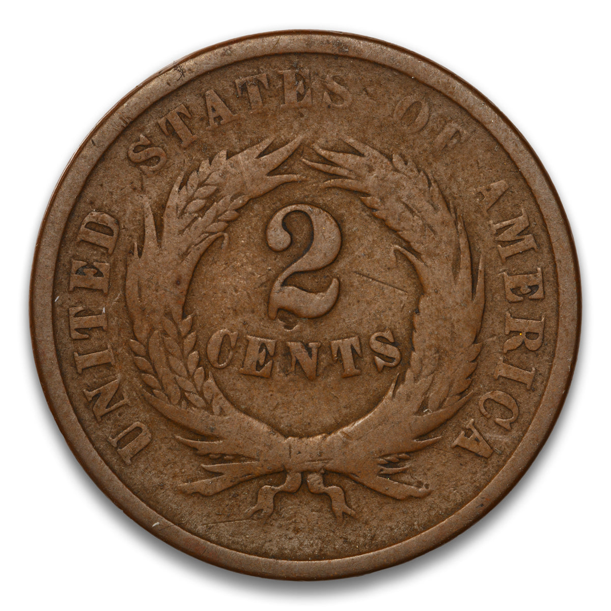 US 2 Cent 1864 Large Motto Non-Certified aG-3
