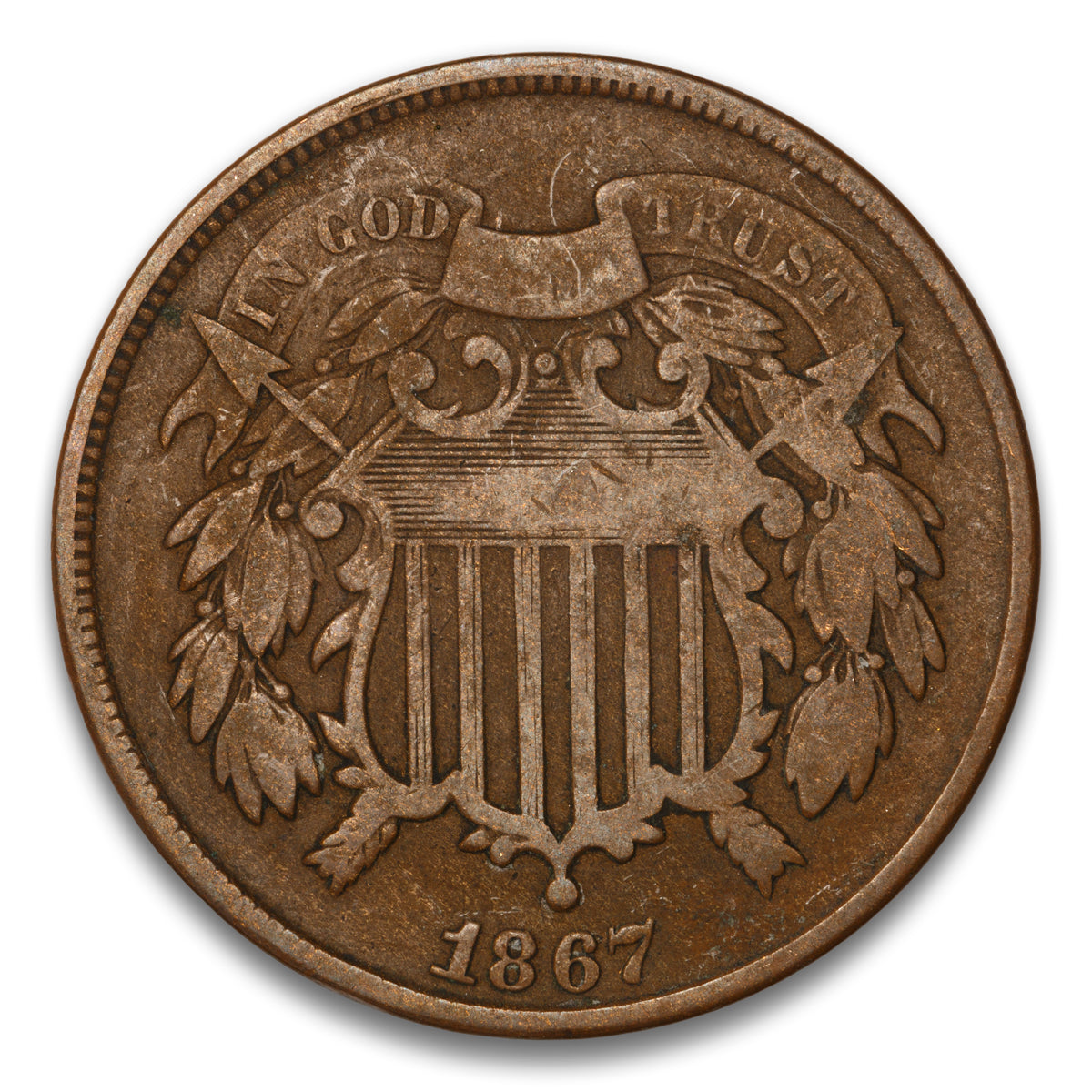 US 2 Cent 1867 Non-Certified VG-10