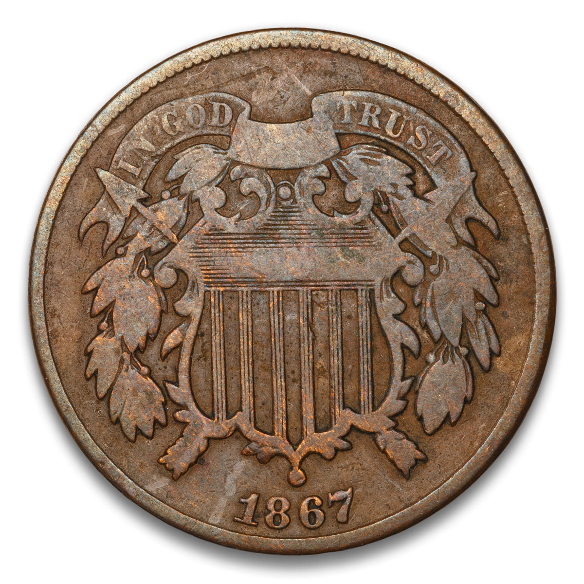 US 2 Cent 1867 Non-Certified VG-8