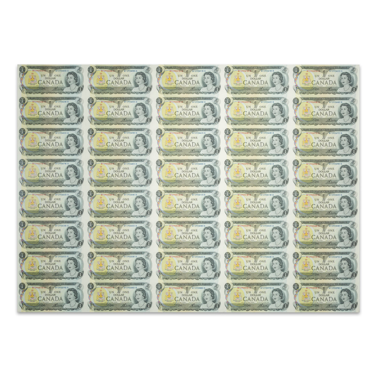 $1 1973 BC-46b Uncut Banknote Sheet Crow-Bouey Prefix BFD AU 5x8