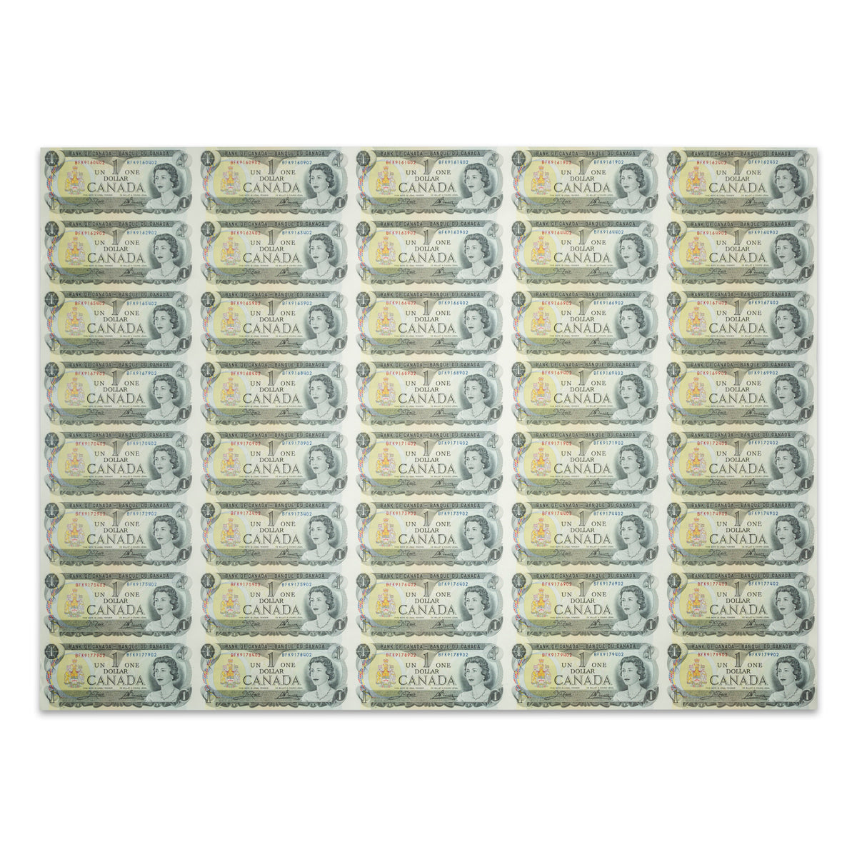 $1 1973 BC-46b Uncut Banknote Sheet Crow-Bouey Prefix BFK AU 5x8