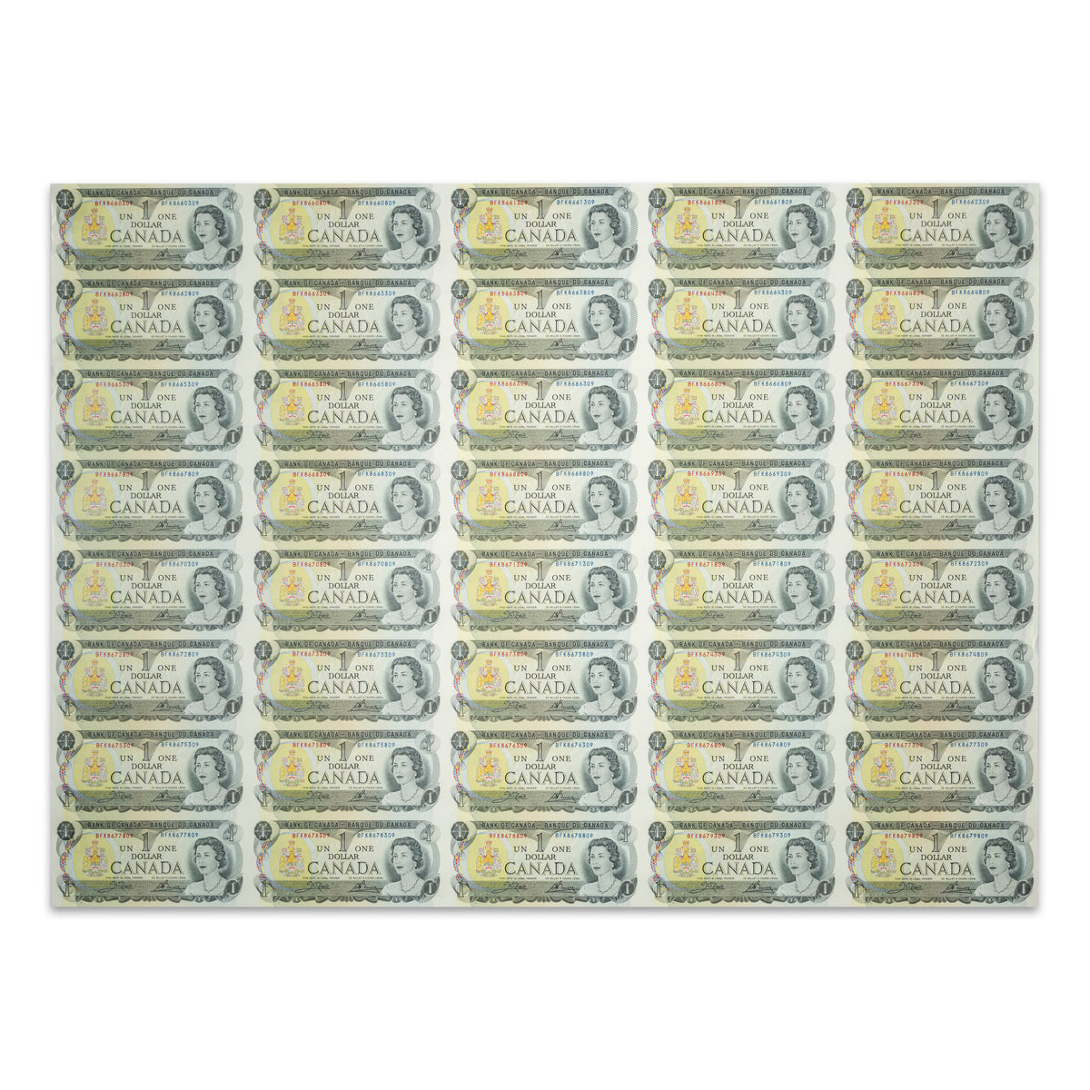 $1 1973 BC-46b Uncut Banknote Sheet Crow-Bouey Prefix BFK AU 5x8