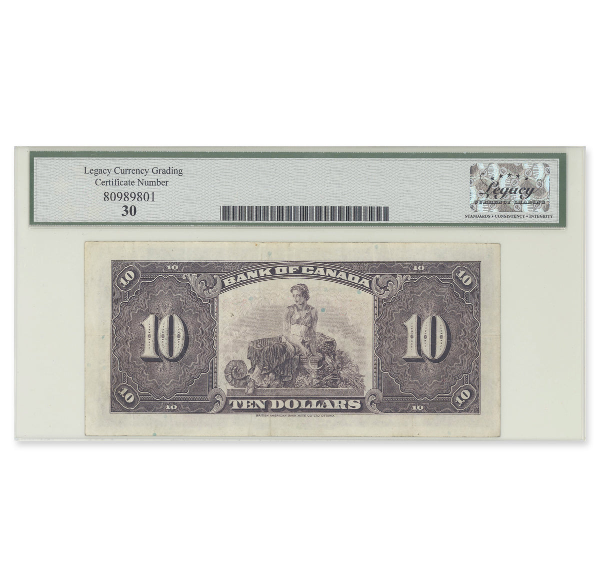 $10 1935 BC-7 English Osborne-Towers Prefix A Legacy VF-30