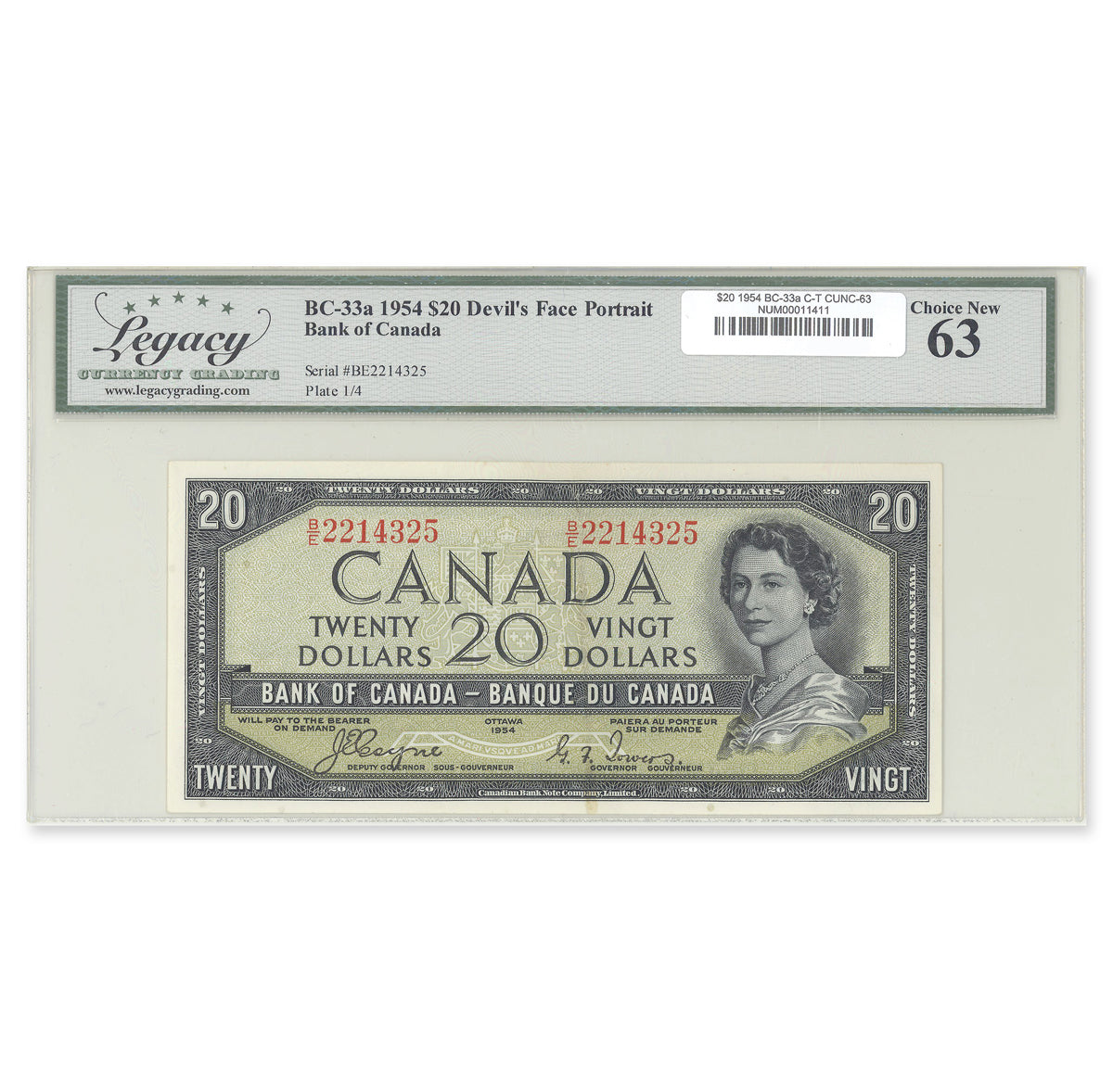$20 1954 Devil's Face Series BC-33a Coyne-Towers Prefix B/E Legacy CUNC-63