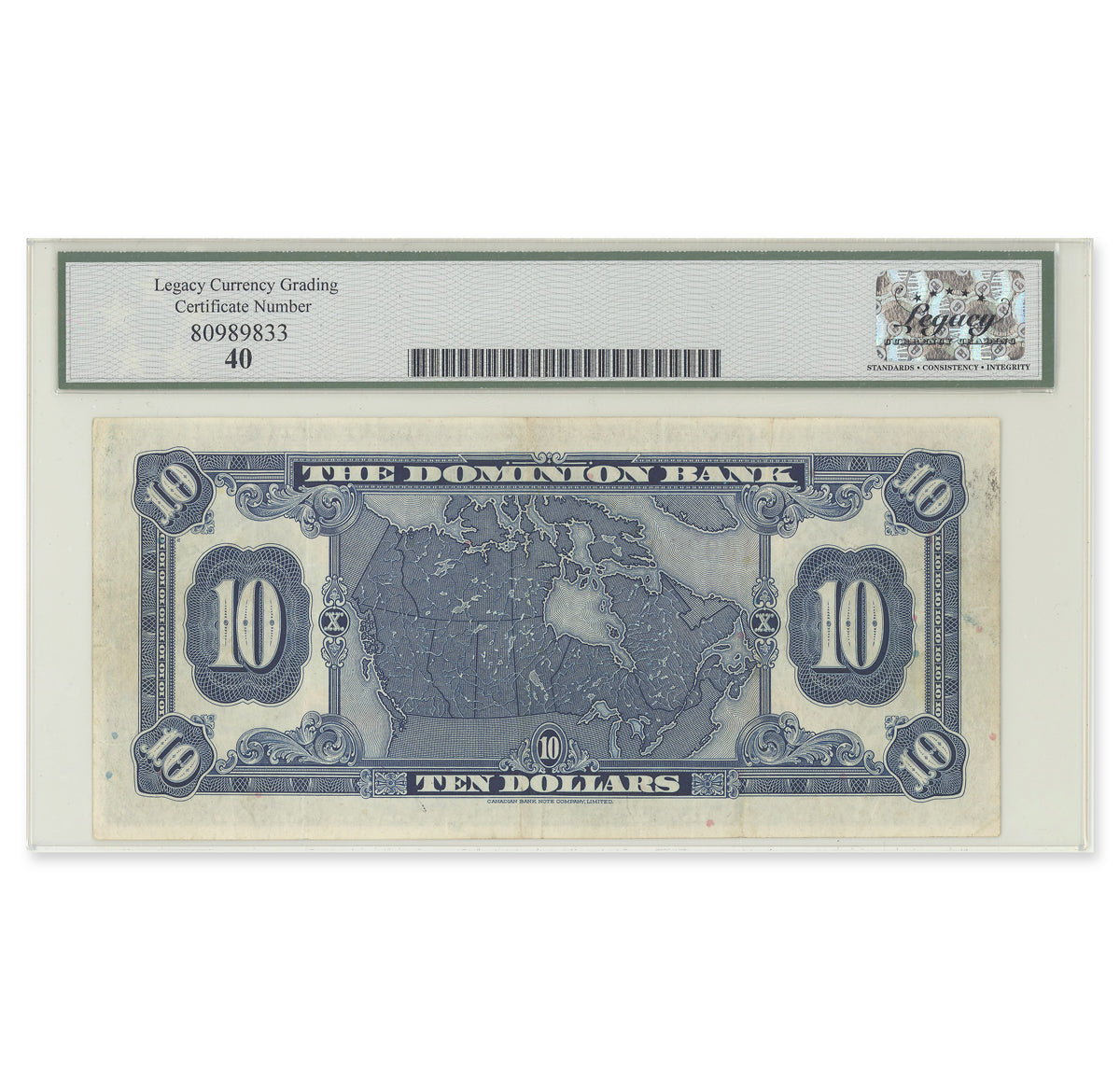 $10 1931 220-24-08 Dominion Bank Carlisle-Dawson Legacy EF-40