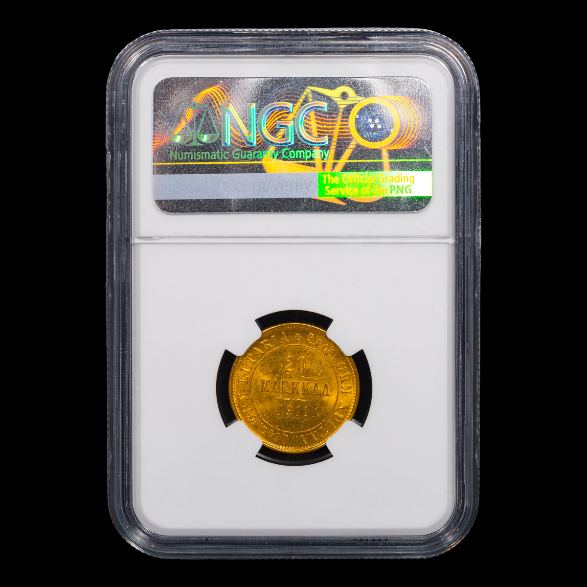 Finland Nicholas II Gold 20 Markaa 1911 L MS-63
