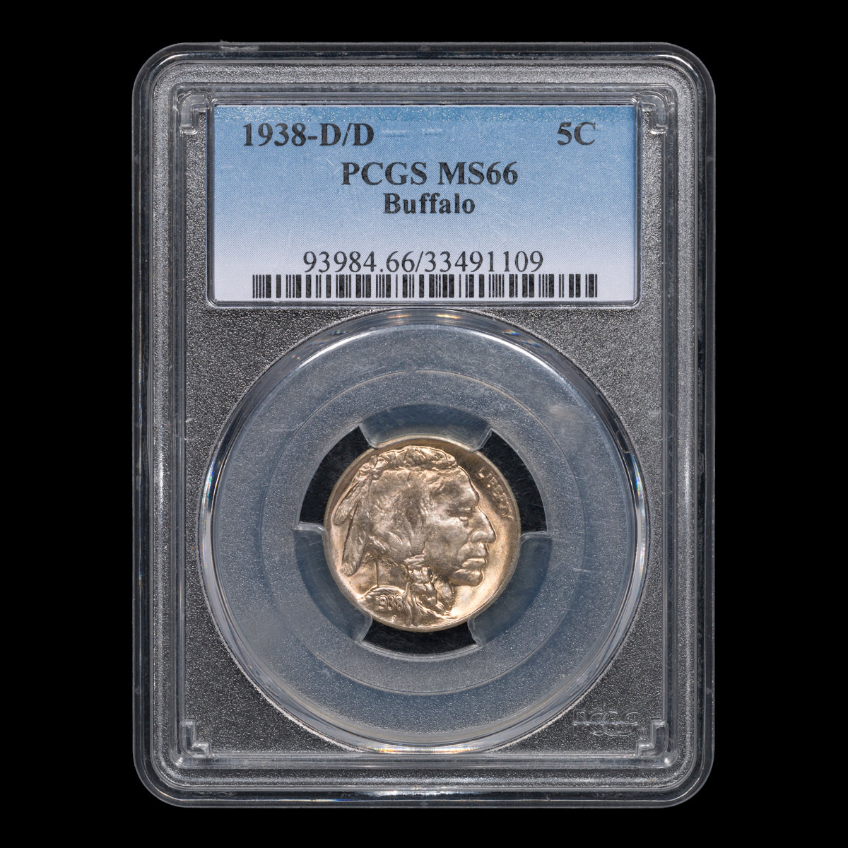 US 5 Cent Buffalo 1938D/D PCGS MS-66
