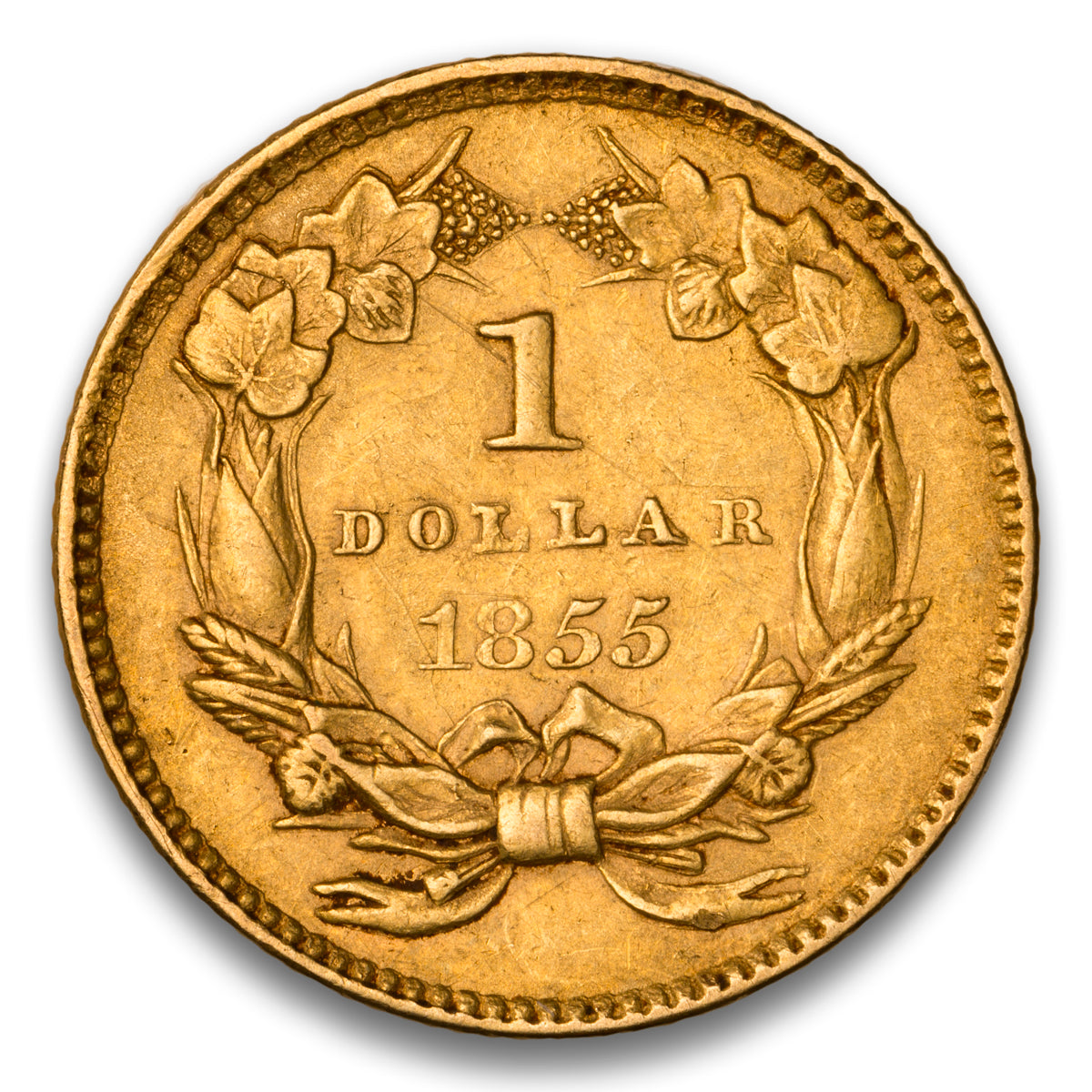 US $1 Gold Type 2 1855 EF-45