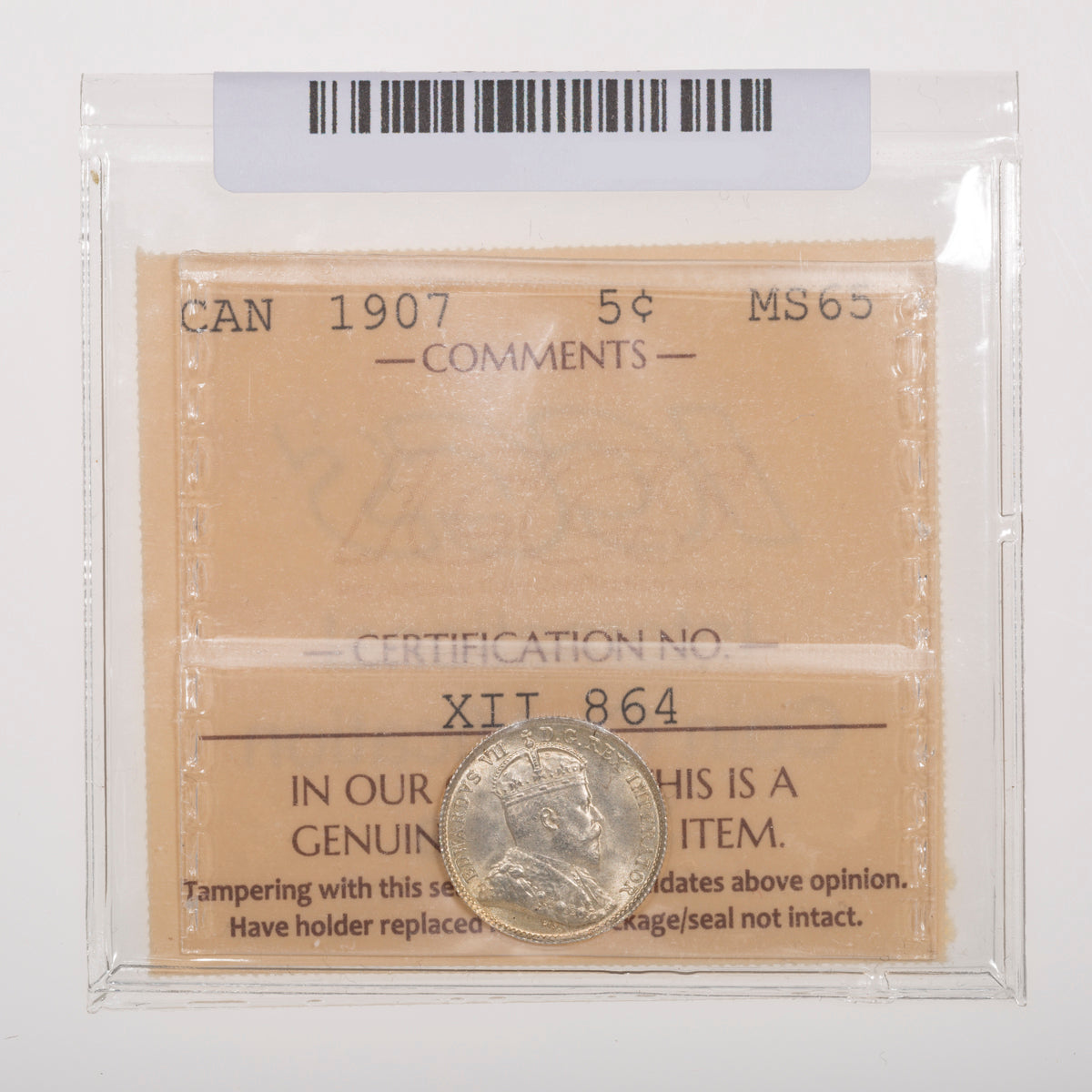 5 Cent 1907 ICCS MS-65