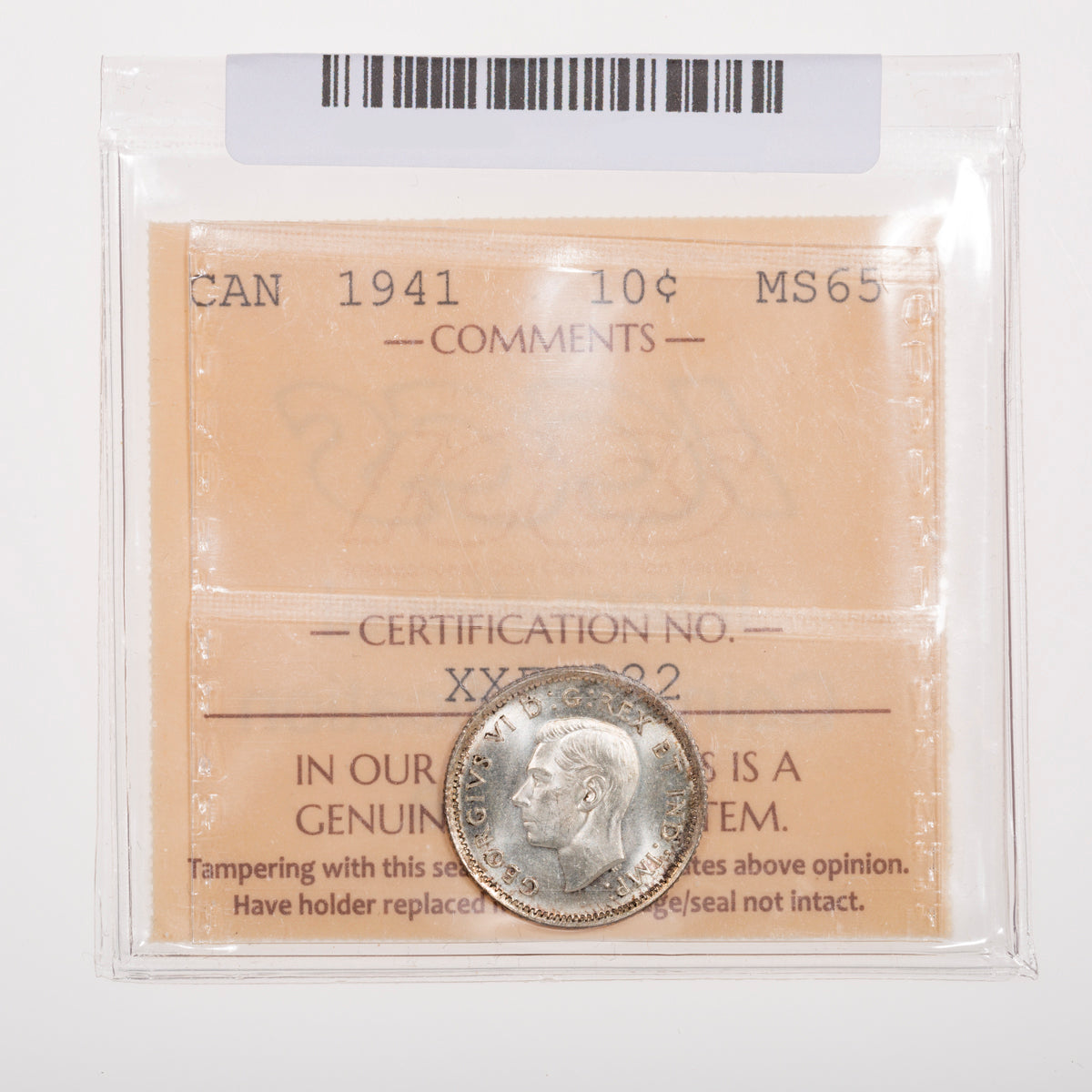 10 Cent 1941 ICCS MS-65