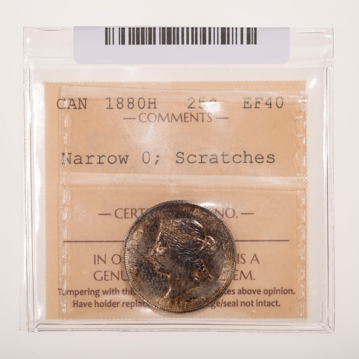 25 Cent 1880H Narrow 0 ICCS EF-40