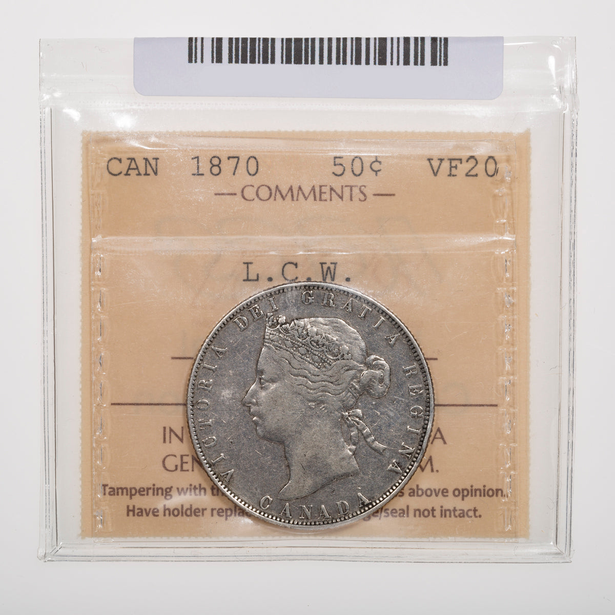 50 Cent 1870 LCW ICCS VF-20