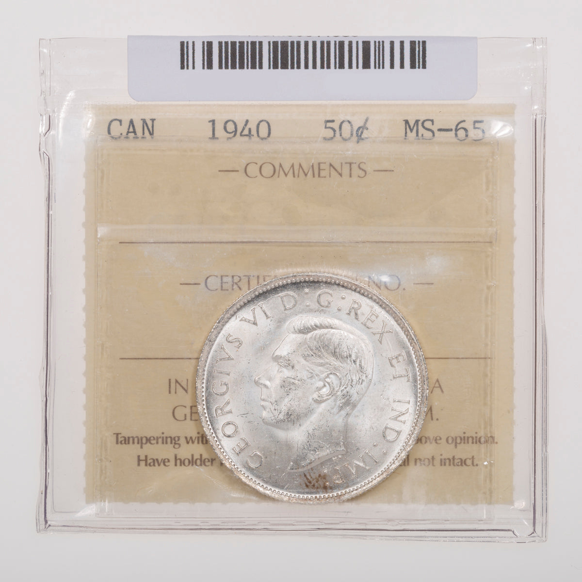 50 Cent 1940 ICCS MS-65