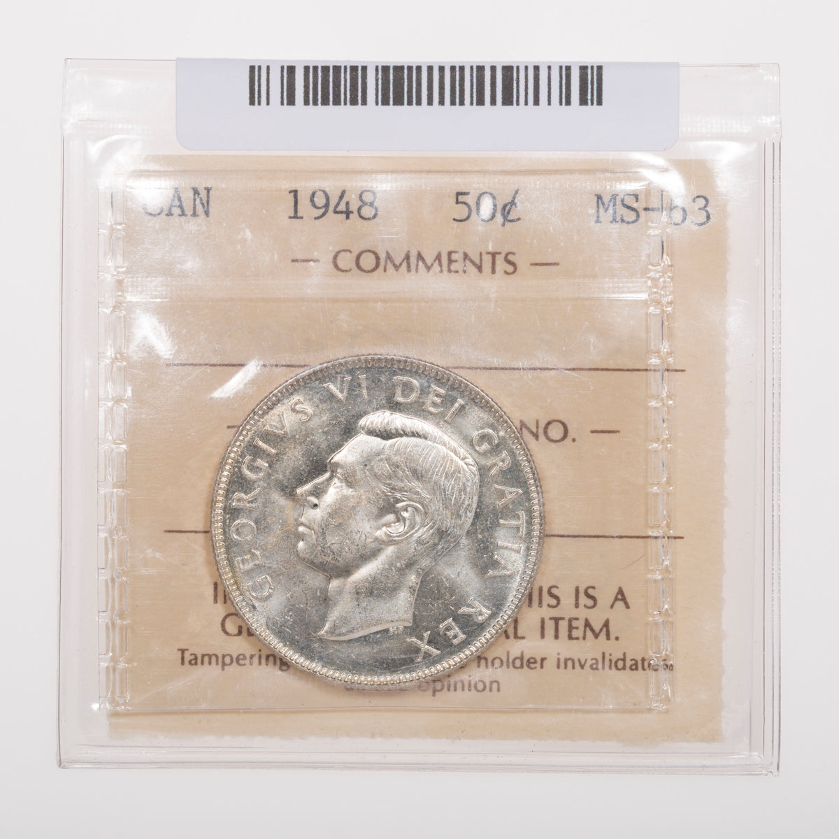 50 Cent 1948 ICCS MS-63