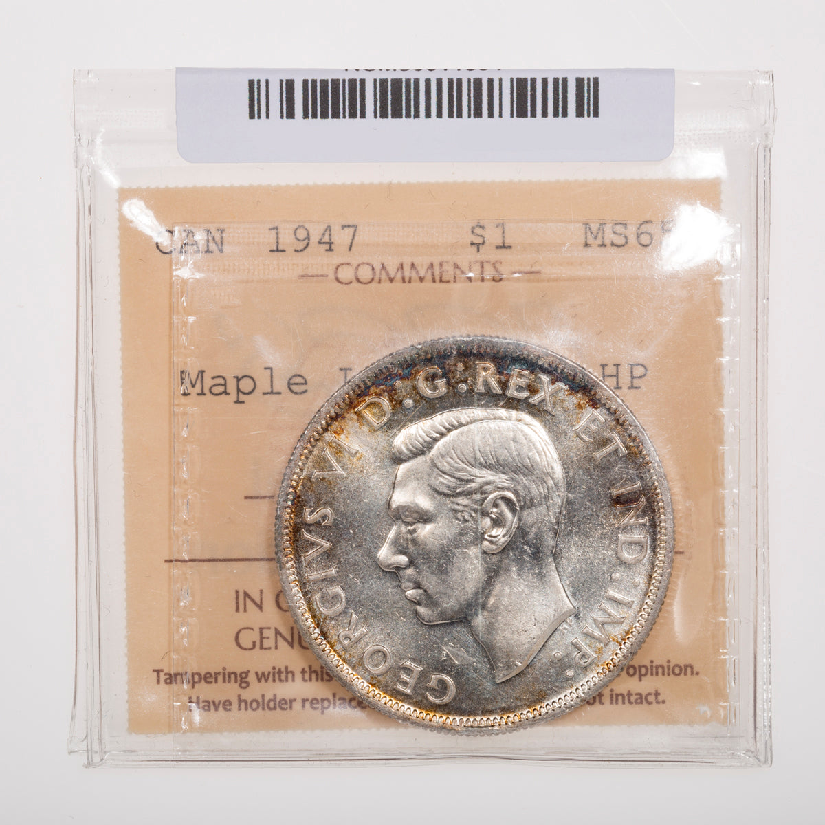 $1 1947 Maple Leaf Double HP ICCS MS-65