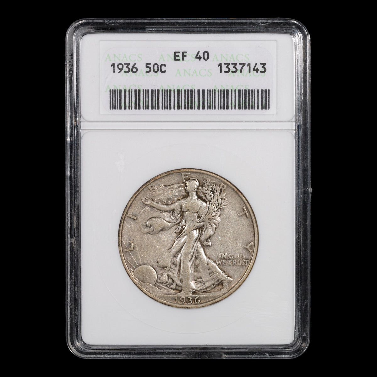 US 50 Cent Walking 1940 ANACS EF-40