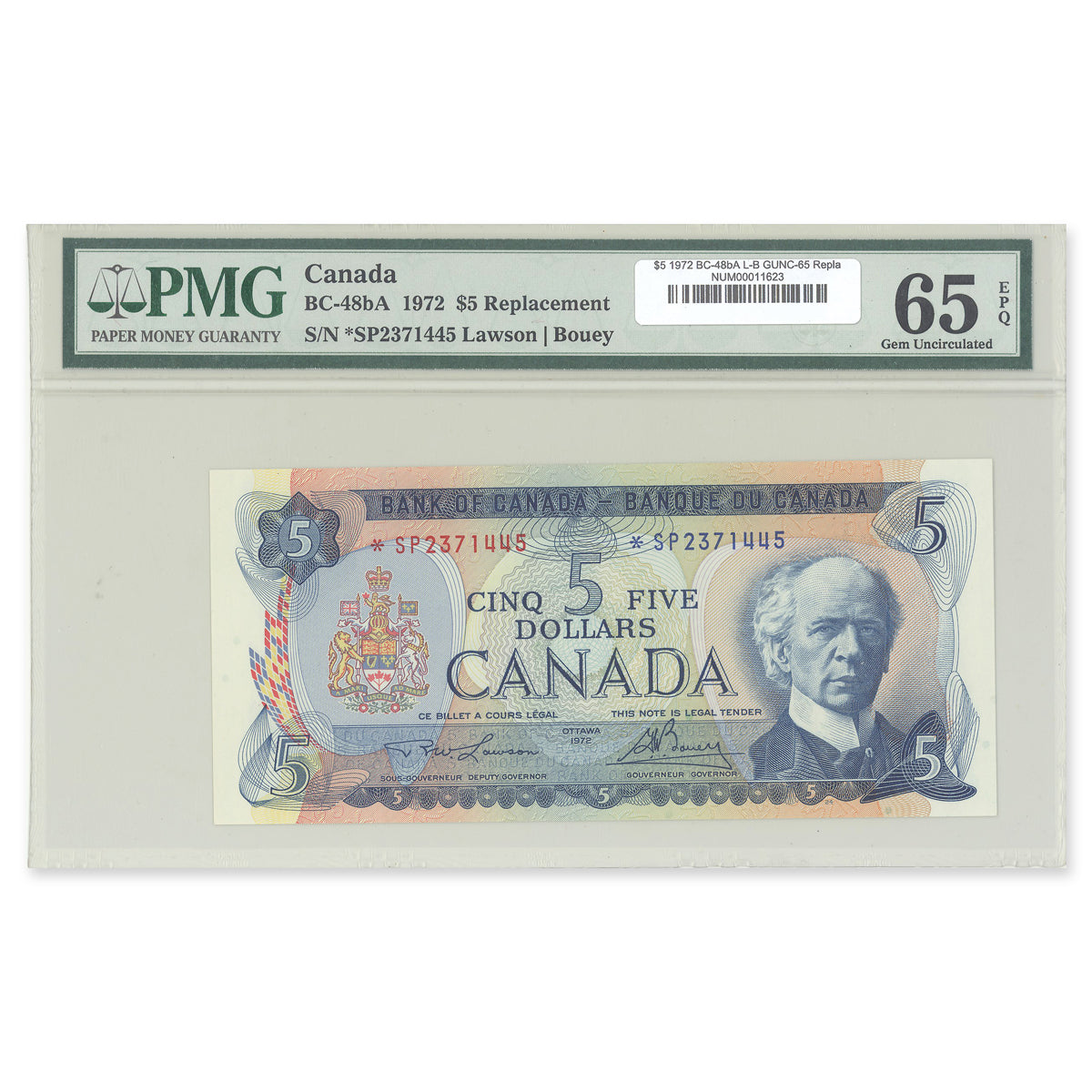 $5 1972 BC-48bA Replacement Lawson-Bouey Prefix *SP PMG GUNC-65 EPQ