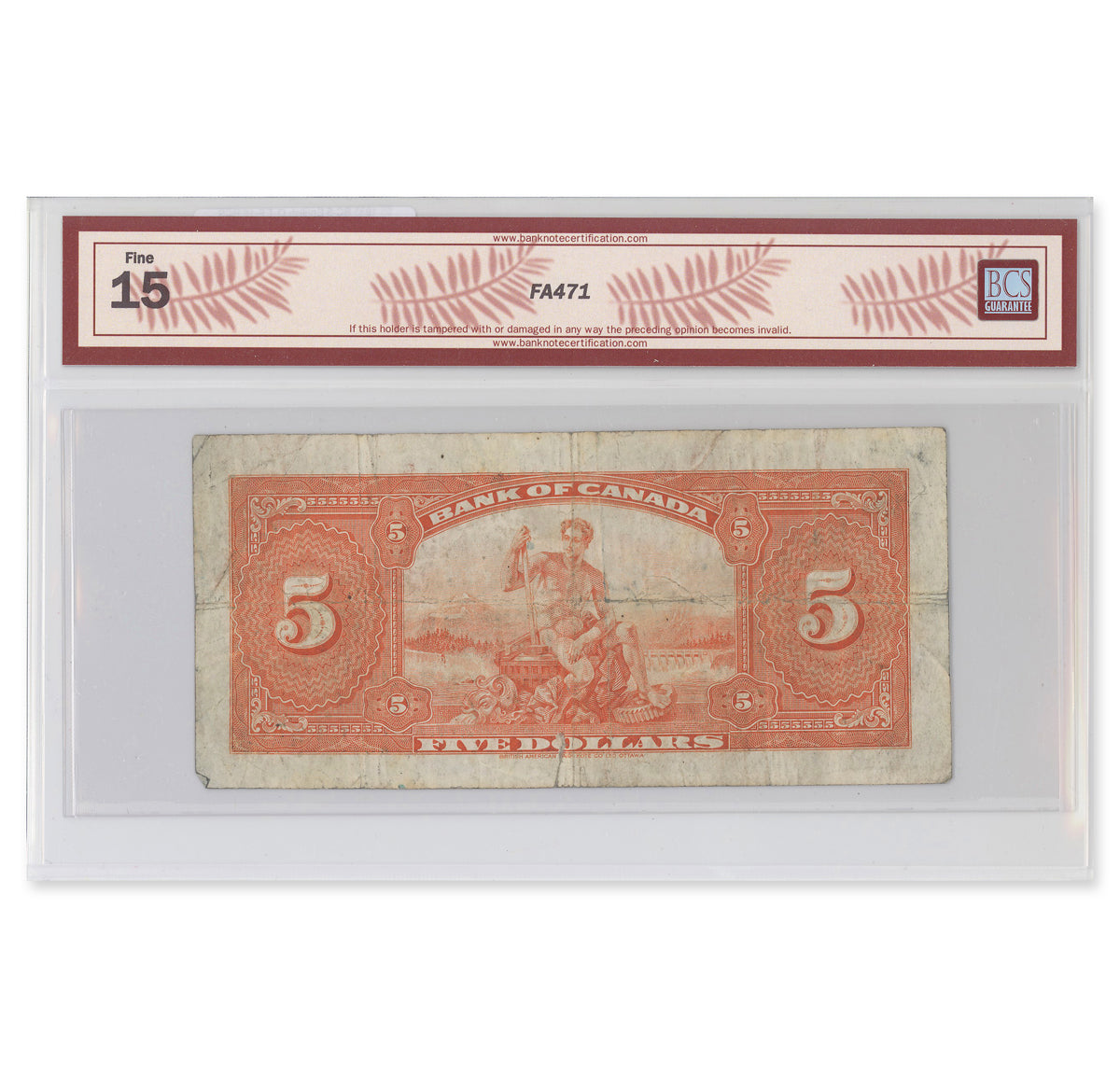 $5 1935 BC-5 English Osborne-Towers Prefix A BCS F-15