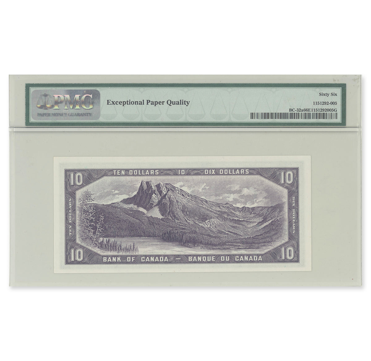 $10 1954 Devil's Face Series BC-32a Coyne-Towers Prefix B/D PMG GUNC-66 EPQ