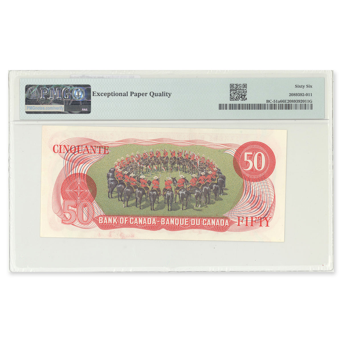 $50 1975 BC-51a Lawson-Bouey Prefix HA PMG GUNC-66 EPQ