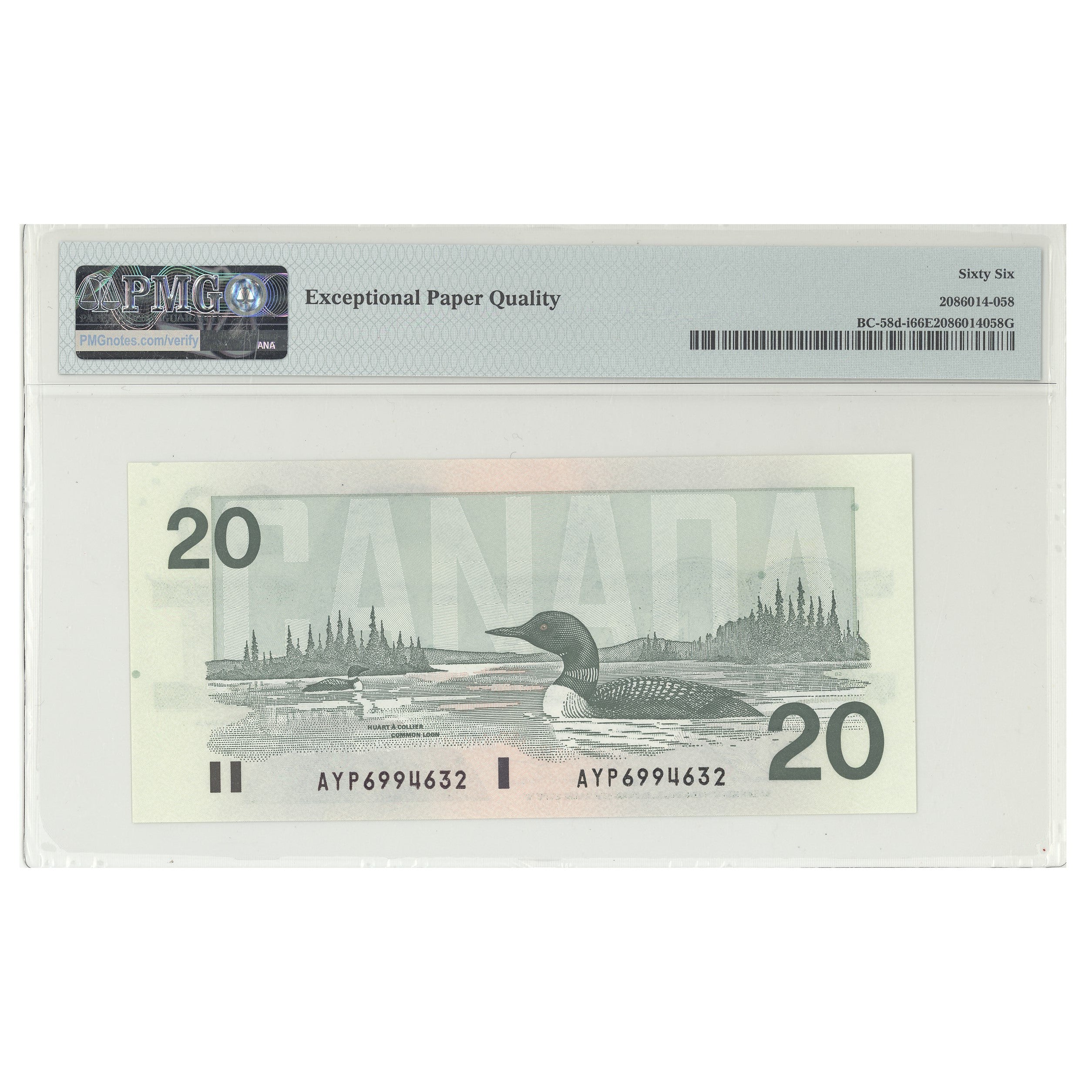 $20 1991 BC-58d-i Knight-Dodge Prefix AYP PMG GUNC-66 EPQ