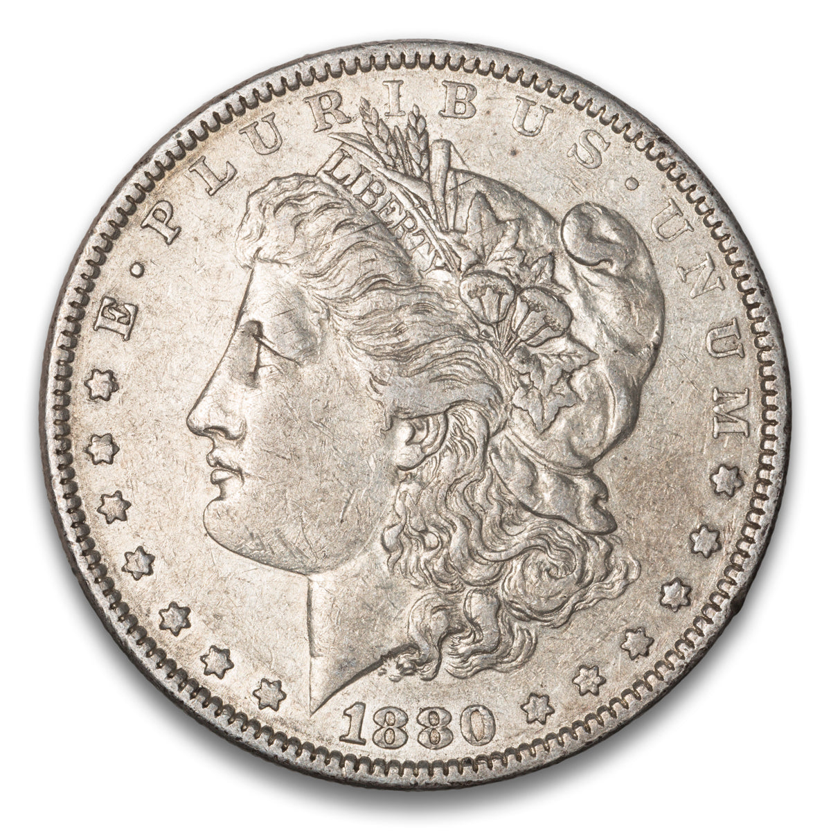 US $1 Morgan 1880 TOP 100 VAM 6 8/7 Spikes VF-35