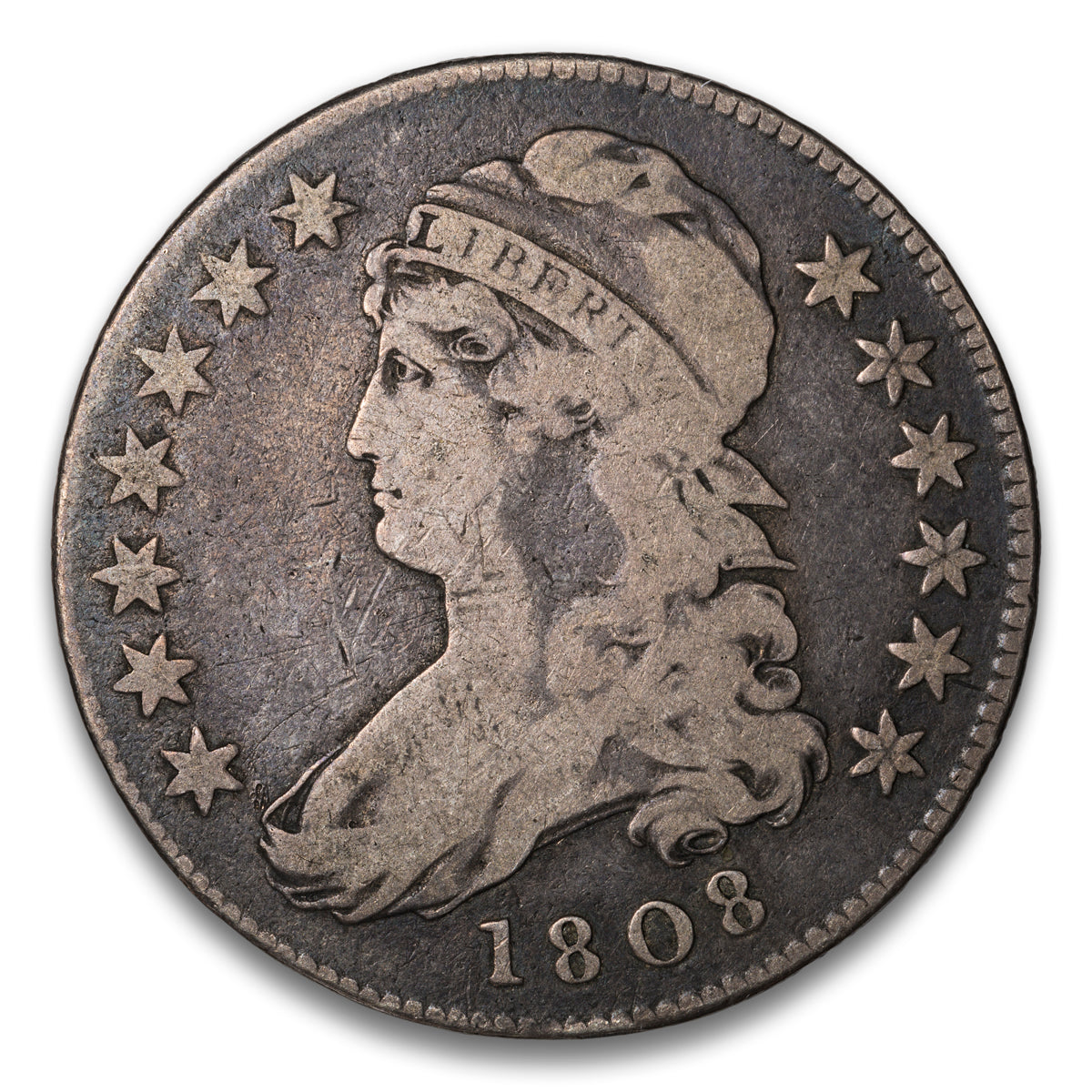 US 50 Cent Capped Bust Lettered Edge 1808 O-103 Non-Certified VG-8