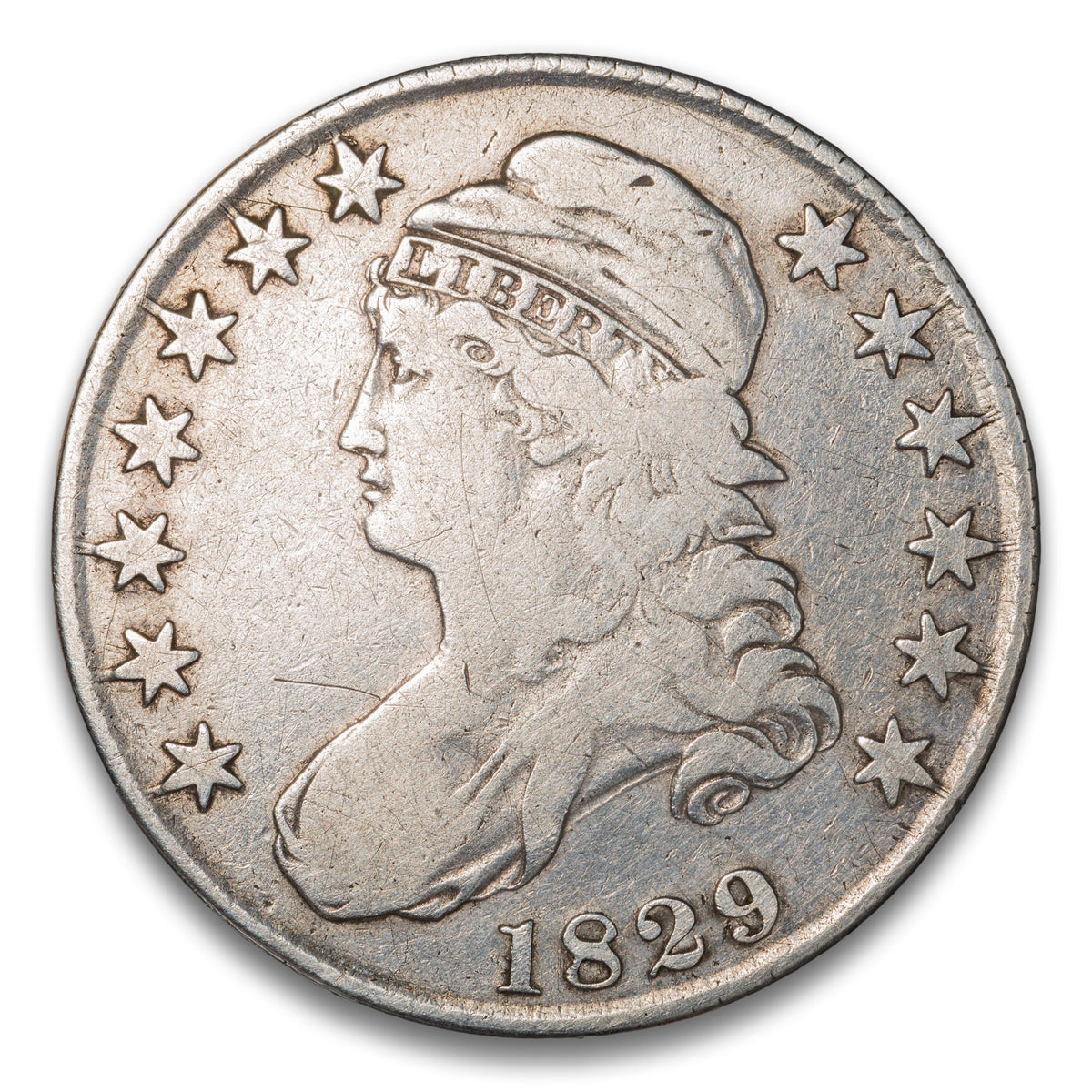 US 50 Cent Capped Bust Lettered Edge 1829 Small Letters O-111 Non-Certified VG-10