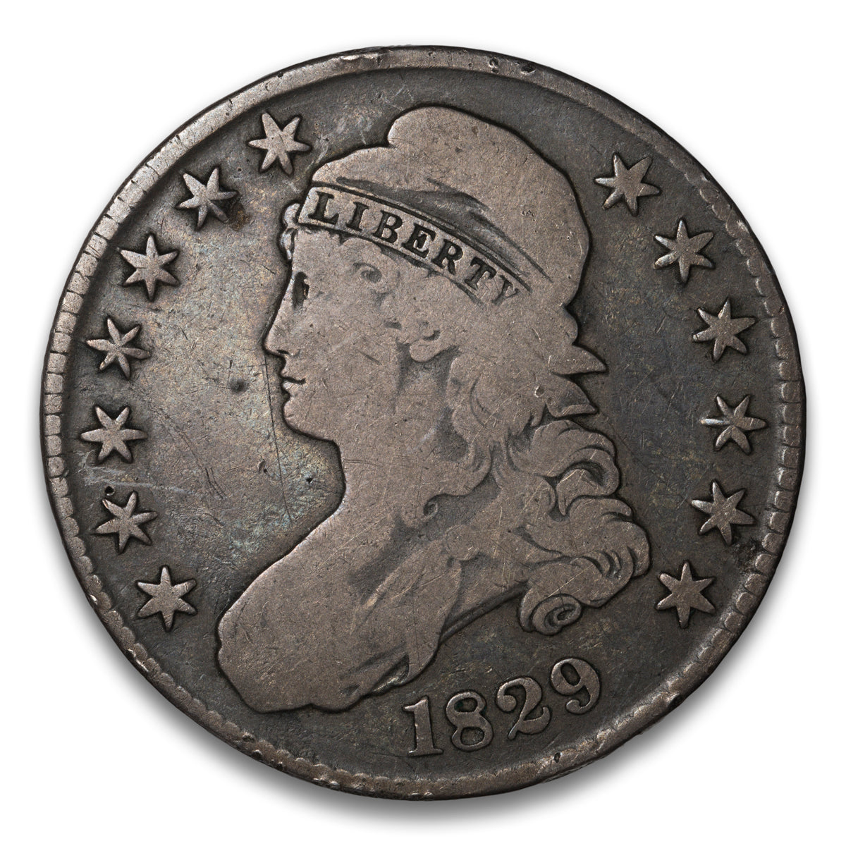 US 50 Cent Capped Bust Lettered Edge 1829 Small Letters O-115 Non-Certified VG-8