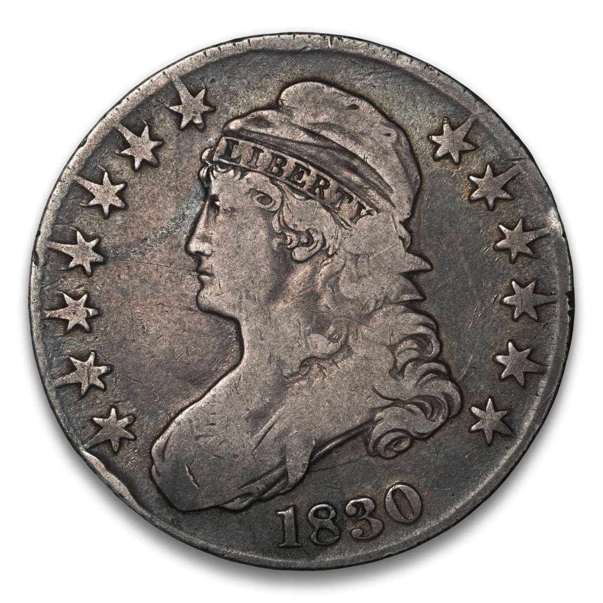 US 50 Cent Capped Bust Lettered Edge 1830 O-119 Medium 0 Non-Certified F-12
