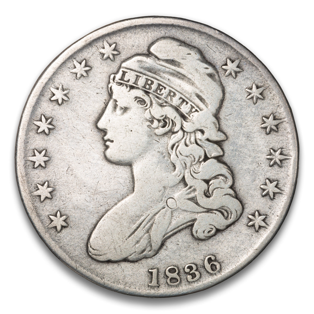 US 50 Cent Capped Bust Lettered Edge 1836 Lettered Edge O-117 Non-Certified F-15